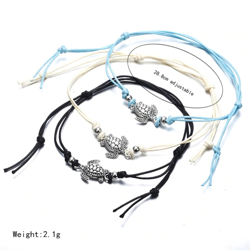 3 Turtle Anklets on Cord - Picture 3 of 5